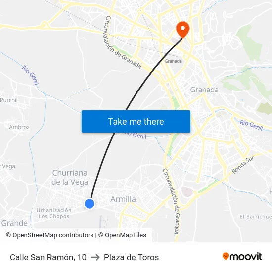 Calle San Ramón, 10 to Plaza de Toros map