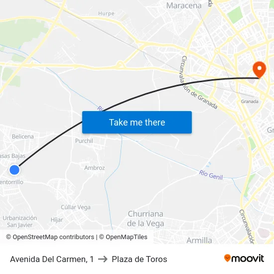 Avenida Del Carmen, 1 to Plaza de Toros map