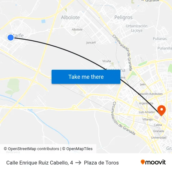Calle Enrique Ruiz Cabello, 4 to Plaza de Toros map