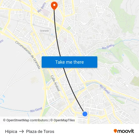 Hípica to Plaza de Toros map