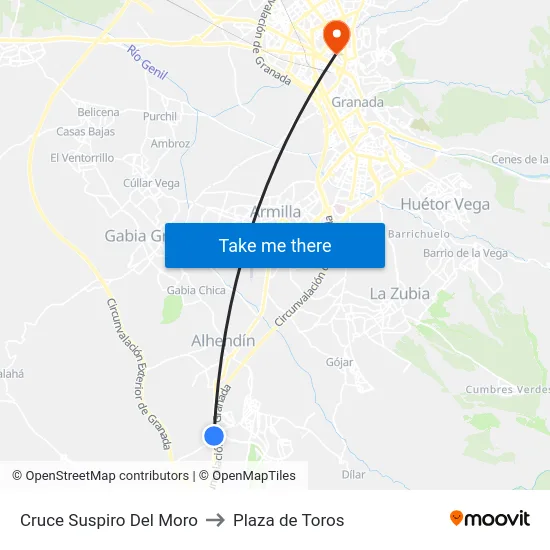 Cruce Suspiro Del Moro to Plaza de Toros map