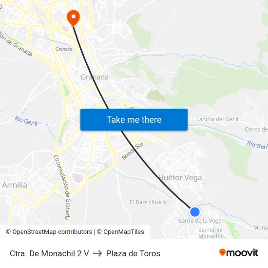 Ctra. De Monachil 2 V to Plaza de Toros map