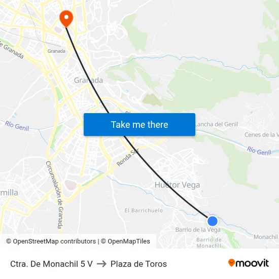 Ctra. De Monachil 5 V to Plaza de Toros map