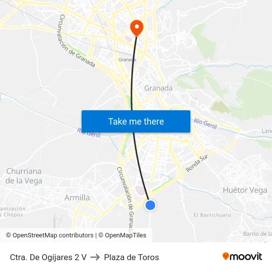 Ctra. De Ogíjares 2 V to Plaza de Toros map