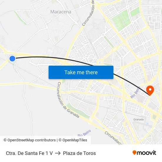 Ctra. De Santa Fe 1 V to Plaza de Toros map