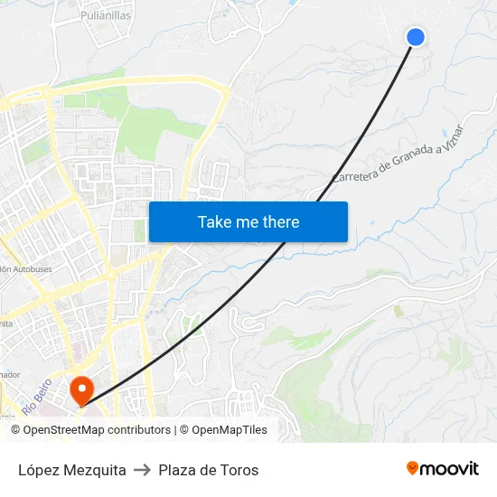 López Mezquita to Plaza de Toros map