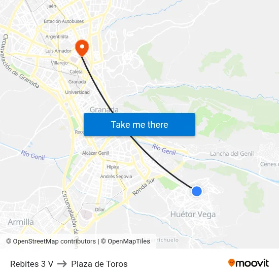 Rebites 3 V to Plaza de Toros map