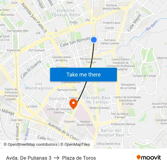 Avda. De Pulianas 3 to Plaza de Toros map