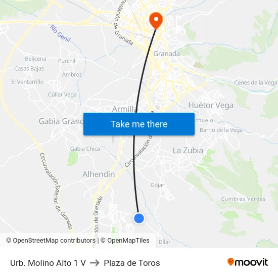 Urb. Molino Alto 1 V to Plaza de Toros map