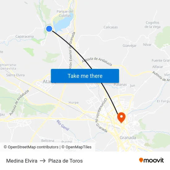 Medina Elvira to Plaza de Toros map