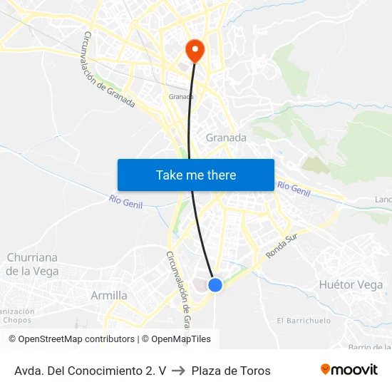 Avda. Del Conocimiento 2. V to Plaza de Toros map