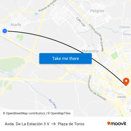Avda. De La Estación 3 V to Plaza de Toros map