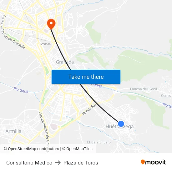 Consultorio Médico to Plaza de Toros map