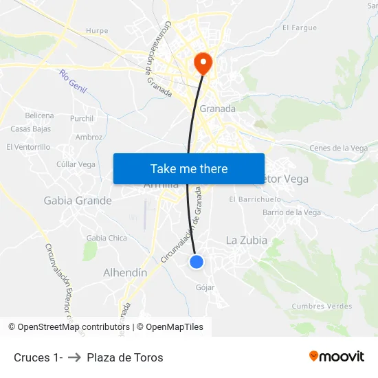 Cruces 1- to Plaza de Toros map