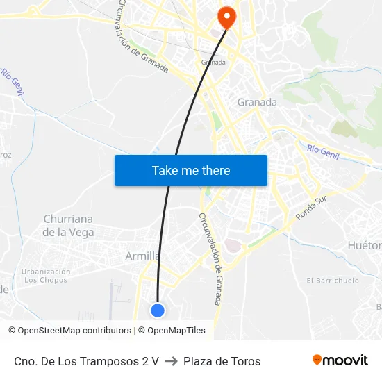 Cno. De Los Tramposos 2 V to Plaza de Toros map