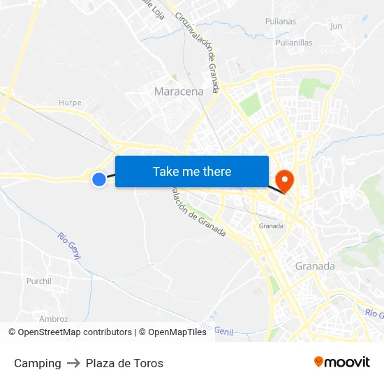 Camping to Plaza de Toros map