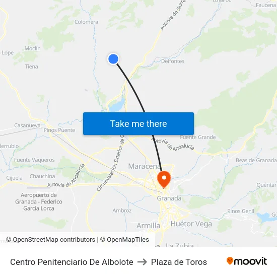Centro Penitenciario De Albolote to Plaza de Toros map