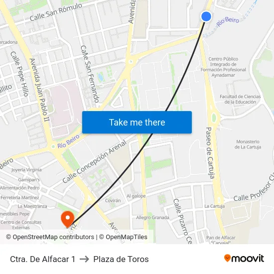 Ctra. De Alfacar 1 to Plaza de Toros map