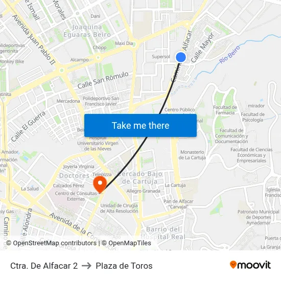 Ctra. De Alfacar 2 to Plaza de Toros map