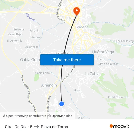 Ctra. De Dílar 5 to Plaza de Toros map