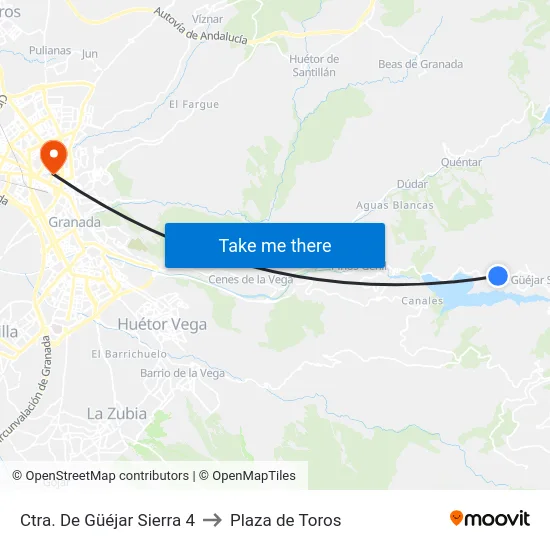Ctra. De Güéjar Sierra 4 to Plaza de Toros map