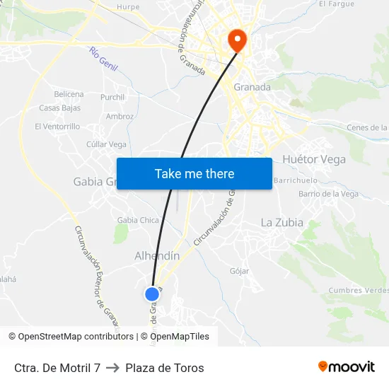 Ctra. De Motril 7 to Plaza de Toros map