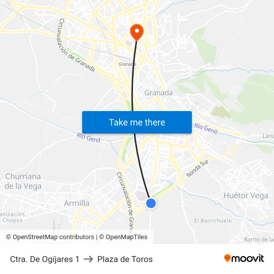 Ctra. De Ogíjares 1 to Plaza de Toros map
