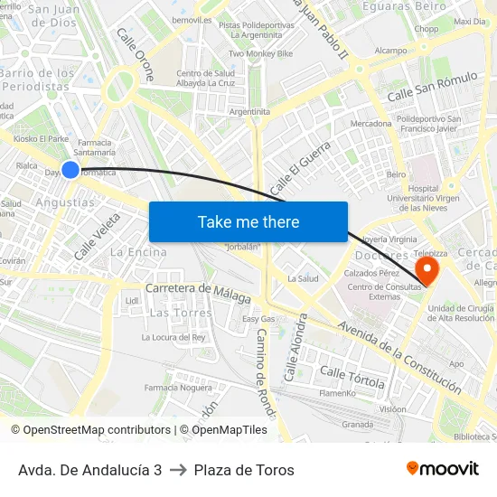 Avda. De Andalucía 3 to Plaza de Toros map