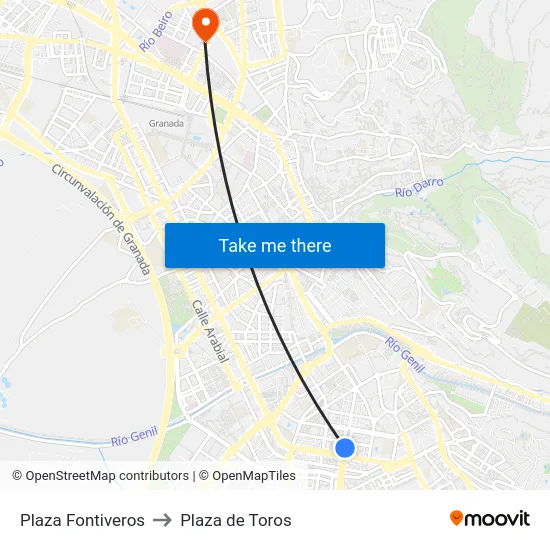 Plaza Fontiveros to Plaza de Toros map