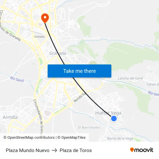 Plaza Mundo Nuevo to Plaza de Toros map