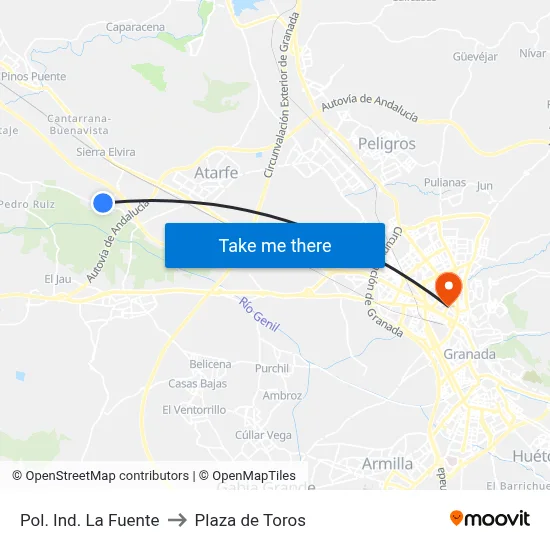 Pol. Ind. La Fuente to Plaza de Toros map