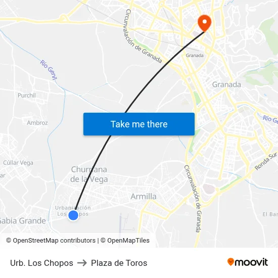 Urb. Los Chopos to Plaza de Toros map