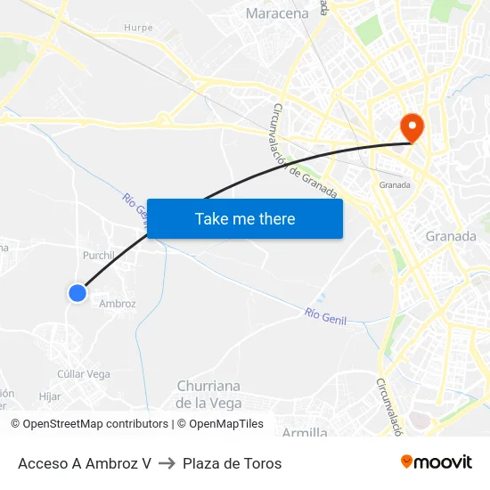 Acceso A Ambroz V to Plaza de Toros map