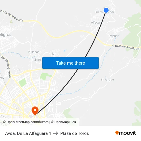 Avda. De La Alfaguara 1 to Plaza de Toros map
