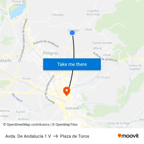 Avda. De Andalucía 1 V to Plaza de Toros map