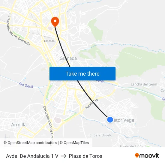 Avda. De Andalucía 1 V to Plaza de Toros map