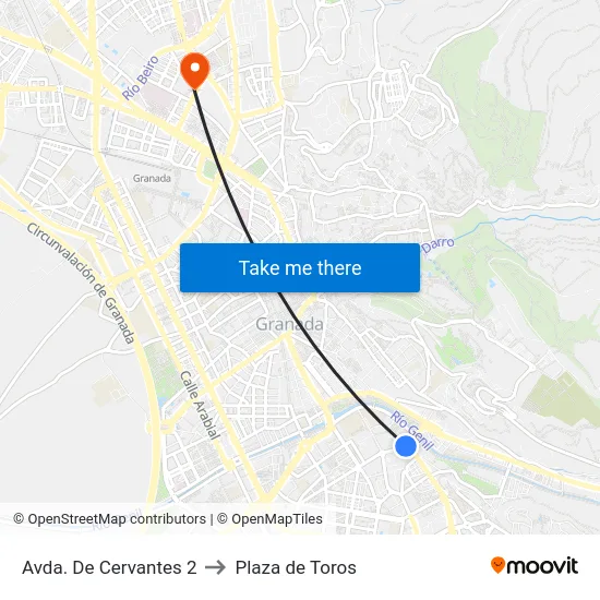 Avda. De Cervantes 2 to Plaza de Toros map