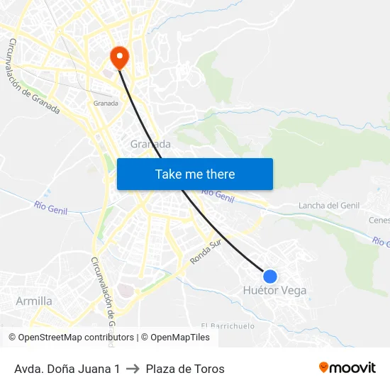 Avda. Doña Juana 1 to Plaza de Toros map
