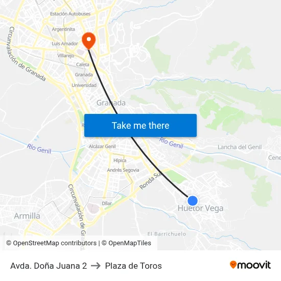 Avda. Doña Juana 2 to Plaza de Toros map