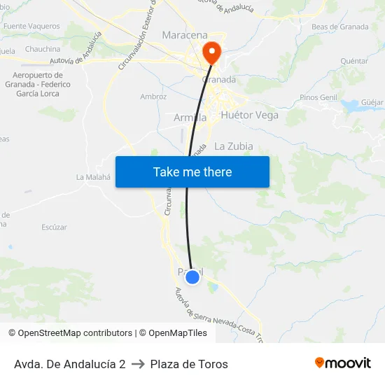 Avda. De Andalucía 2 to Plaza de Toros map