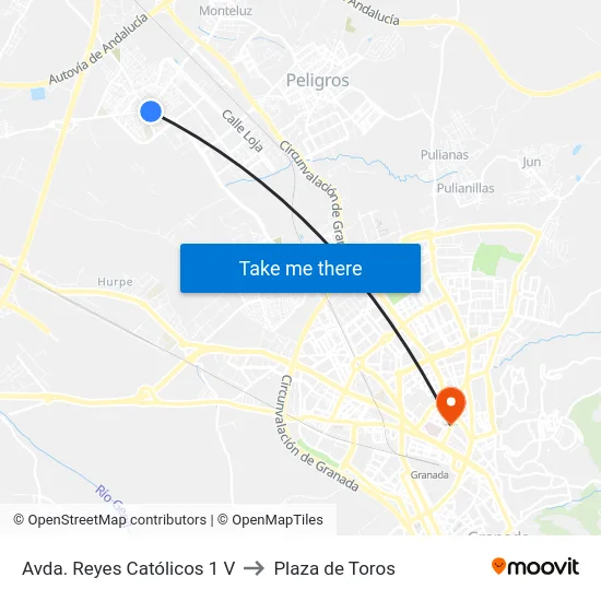 Avda. Reyes Católicos 1 V to Plaza de Toros map