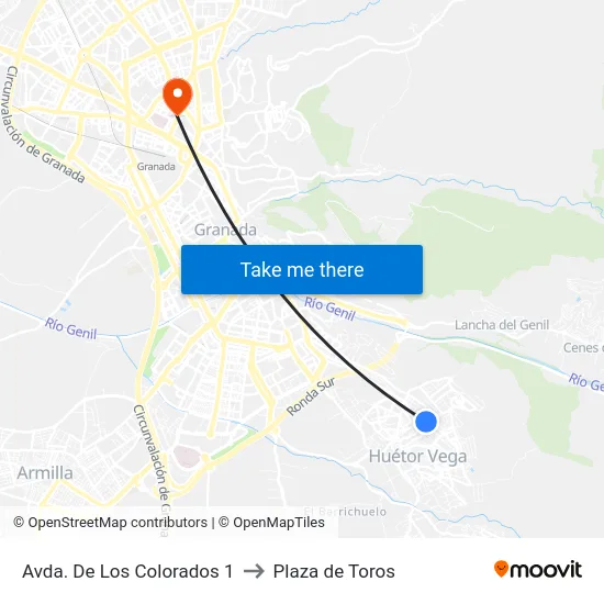 Avda. De Los Colorados 1 to Plaza de Toros map