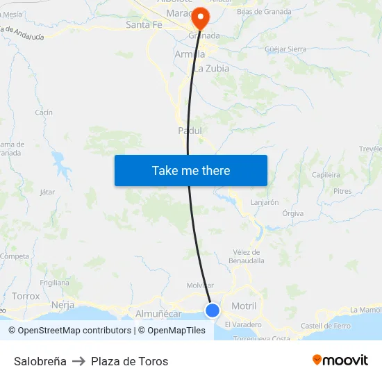 Salobreña to Plaza de Toros map