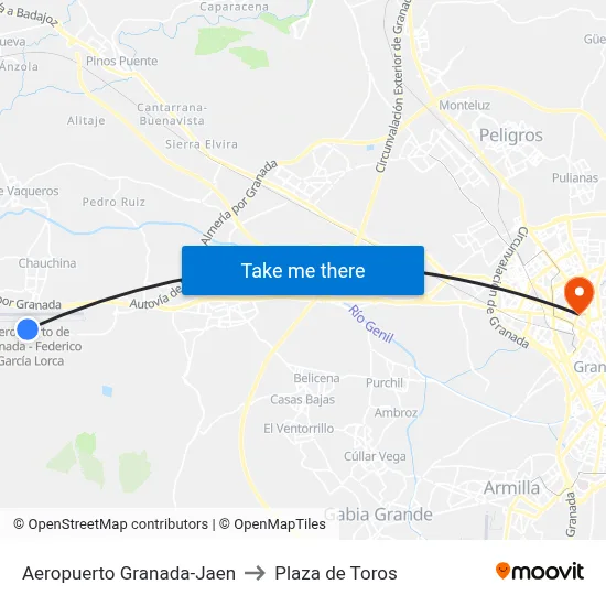 Aeropuerto Granada-Jaen to Plaza de Toros map