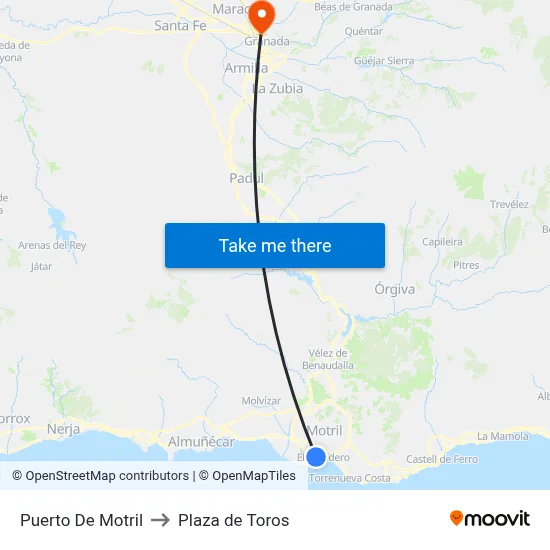 Puerto De Motril to Plaza de Toros map