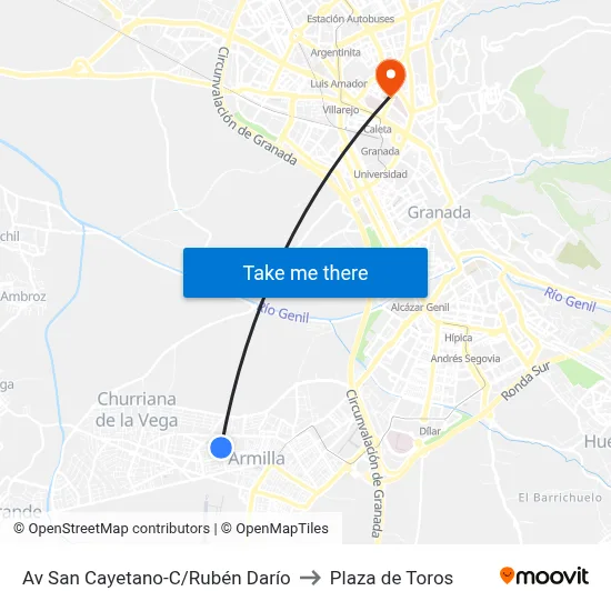 Av San Cayetano-C/Rubén Darío to Plaza de Toros map