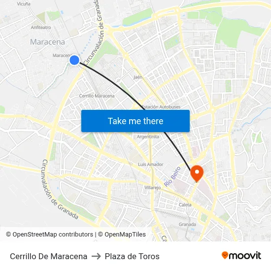 Cerrillo De Maracena to Plaza de Toros map
