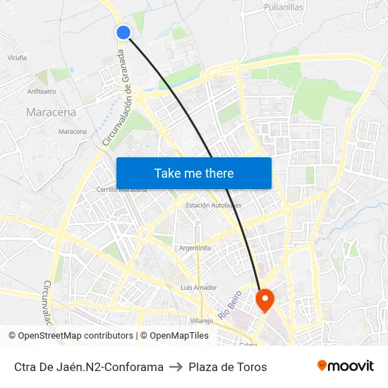 Ctra De Jaén.N2-Conforama to Plaza de Toros map