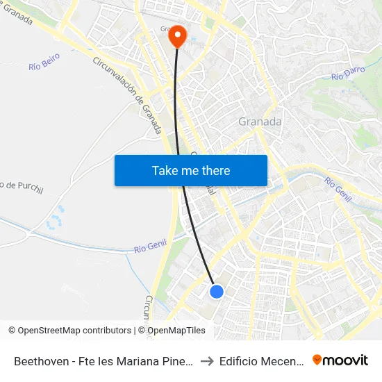 Beethoven - Fte Ies Mariana Pineda to Edificio Mecenas map
