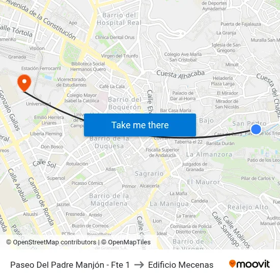 Paseo Del Padre Manjón - Fte 1 to Edificio Mecenas map